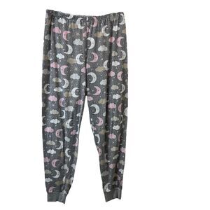 Secret Treasures Sleep PJ Pants Pull On Gray Stars Clouds Moons Joggers Womens S